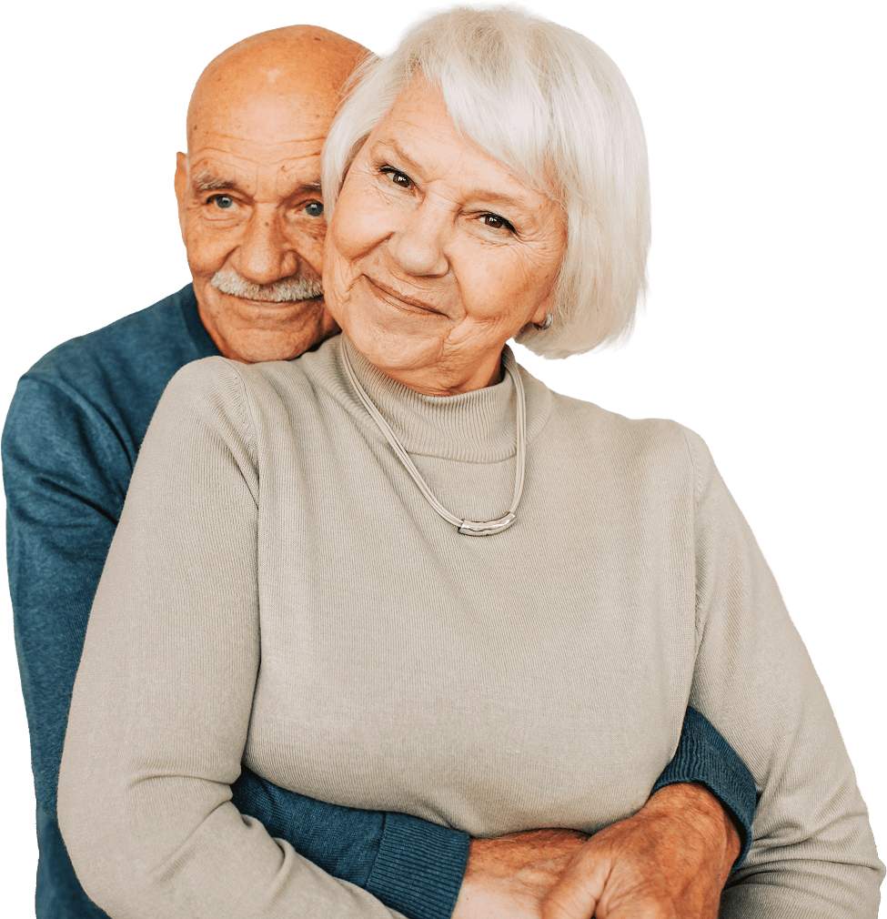 Elderly Couple Laughing Over Coffee and a Pastry in Independent Living ready-to-learn-more